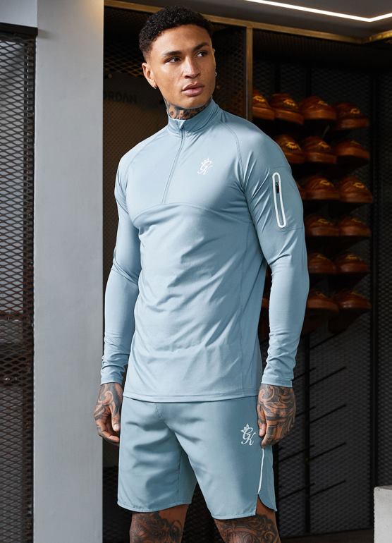 Gym King mężczyźni kontrastowy, elastyczny zamek błyskawiczny o długości 1/4 TBB0Z198 odzież dymny niebieski