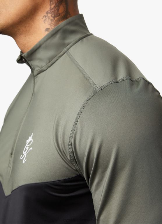 Gym King mężczyźni zareaguj na zamek 1/4 TBB0Z189 odzież khaki/czarny