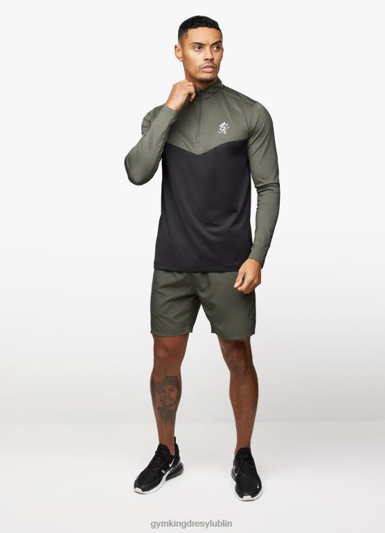 Gym King mężczyźni zareaguj na zamek 1/4 TBB0Z189 odzież khaki/czarny