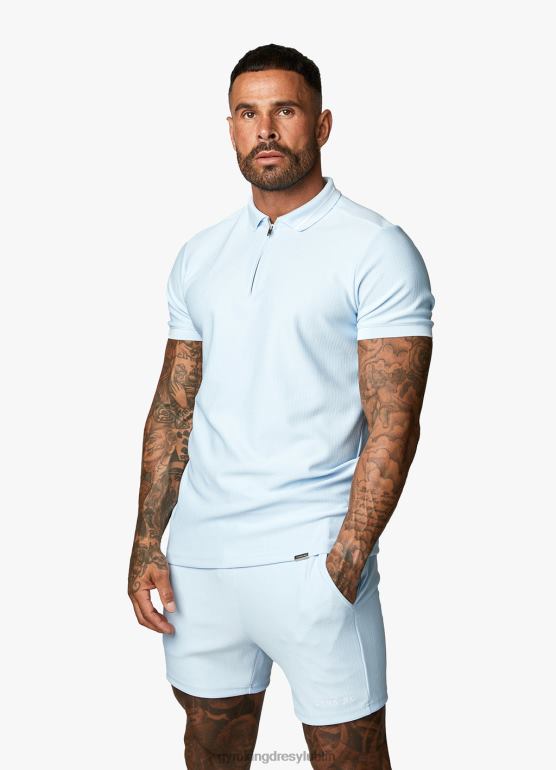 Gym King mężczyźni charakterystyczna haftowana koszulka polo TBB0Z156 odzież spokojny błękit